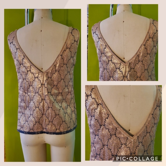 Prada Metallic Tapestry V-Neck Side Zip Tank Top - Picture 4 of 6